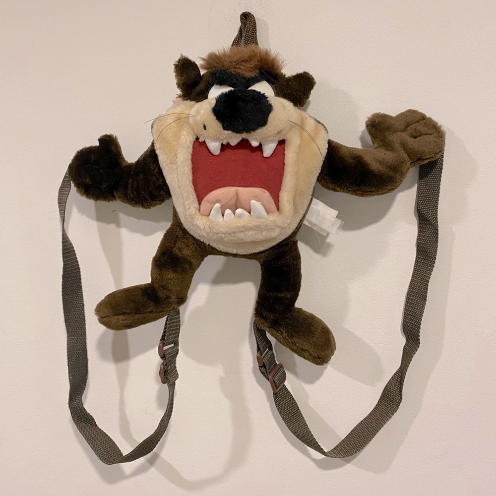 VINTAGE 90’s LOONEY TUNES Taz Tasmanian Devil plush backpack